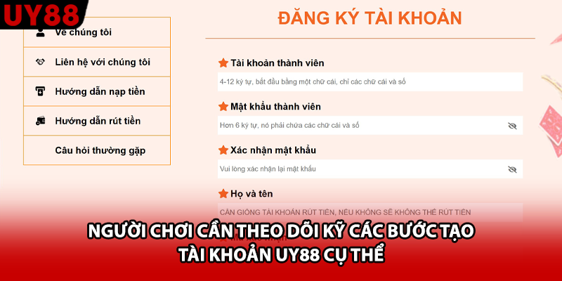 Người chơi cần theo dõi kỹ các bước tạo tài khoản UY88 cụ thể 